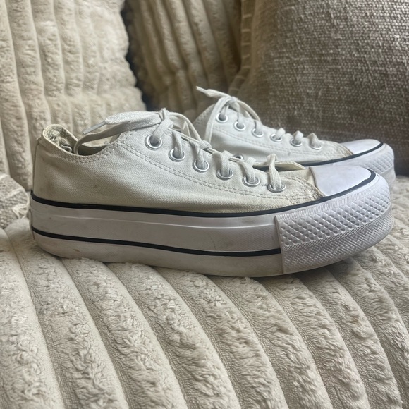 Converse Off-White Canvas Sneakers blue size 5.5 - Picture 2 of 8